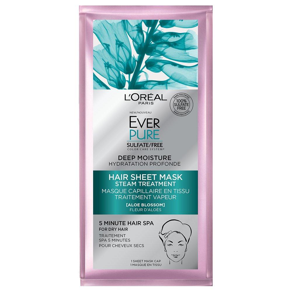 60 PIECE LOT - LOREAL EVER PURE DEEP MOISTURE HAIR SHEET MASK WITH ALOE BLOSSOM