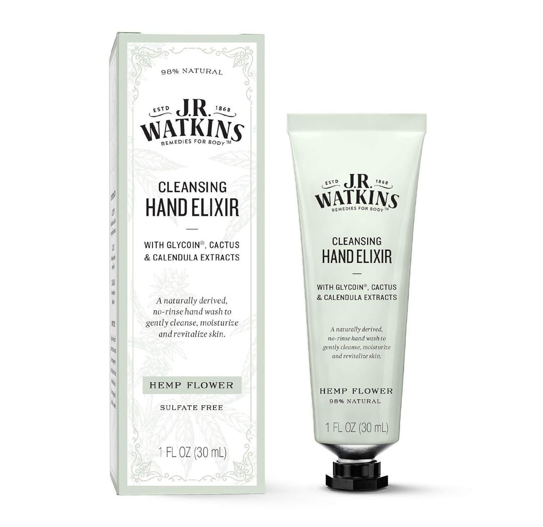 48 PIECE LOT - J.R. WATKINS CLEANSING HAND ELIXIR 1 OZ - HEMP FLOWER