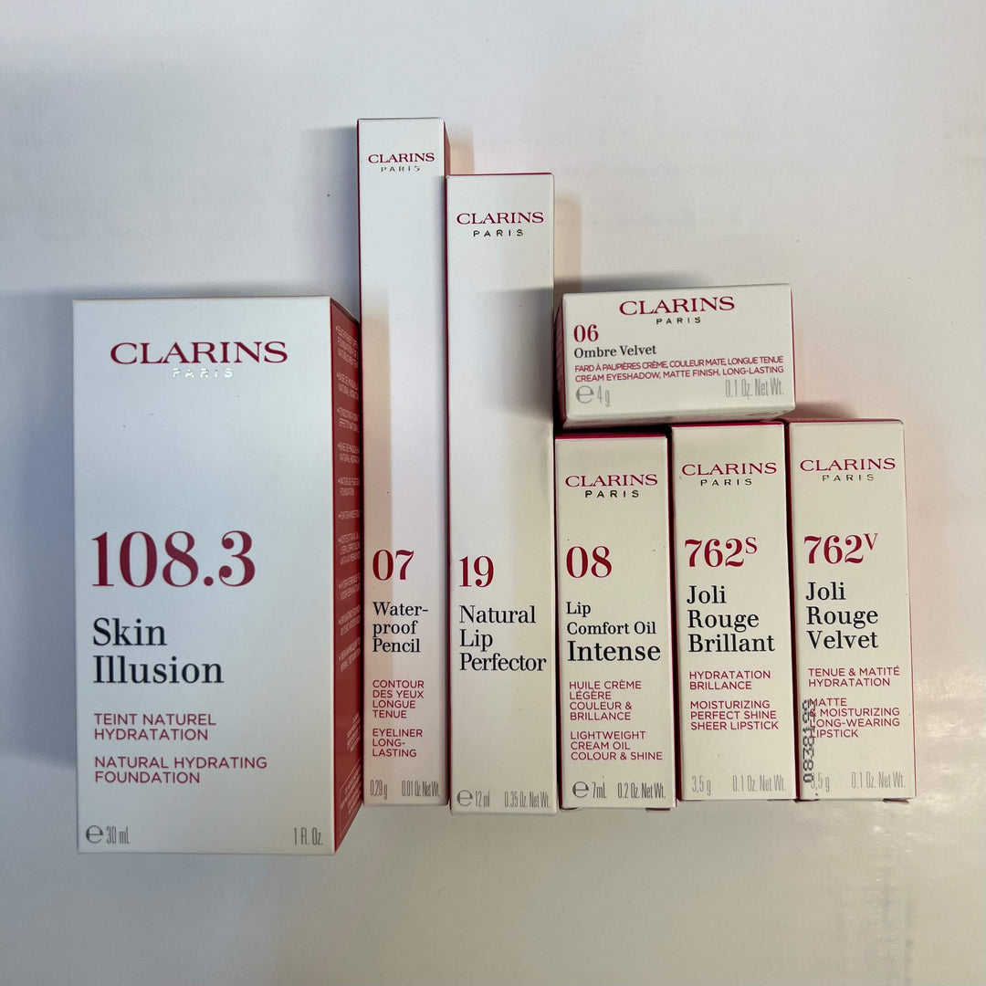 50 PIECE LOT - ASSORTED CLARINS COSMETICS LOT BOXED - ASSORTED
