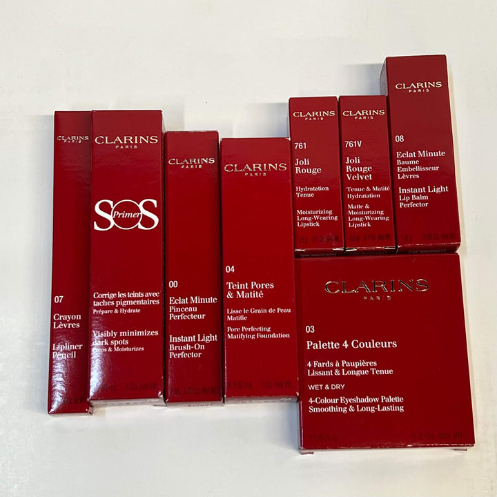 50 PIECE LOT - ASSORTED CLARINS COSMETICS LOT BOXED - ASSORTED